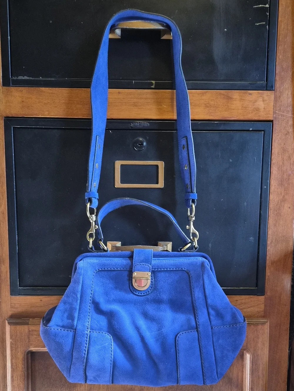 J. Crew Royal Blue Suede Shoulder Bag with Removable Strap